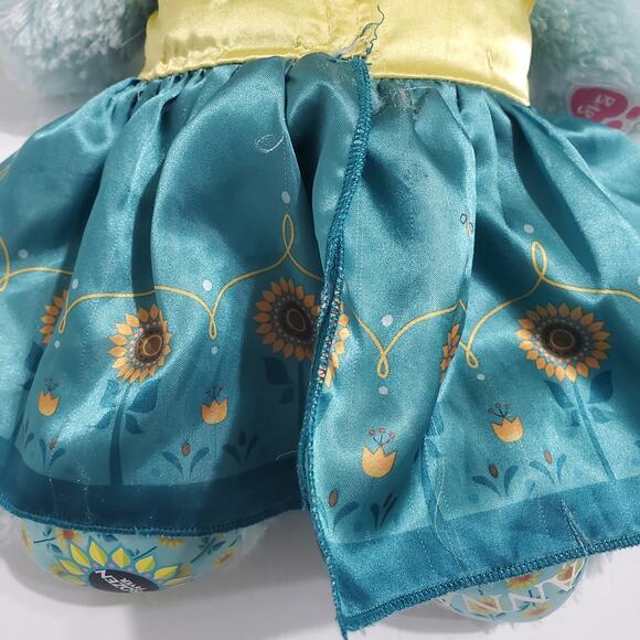 Build a Bear Workshop BABW Frozen Fever Anna Blue Sparkly Teddy Bear Plush Dress - Picture 11 of 11